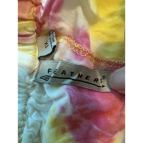 Feathers Tie Dye Off Shoulder Mini Dress Boho Bright Women's Plus 1X - Picture 6 of 12